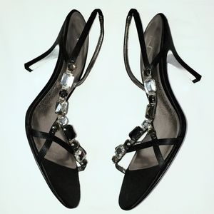 NEW!! Nina black strappy jewelled heels size 11